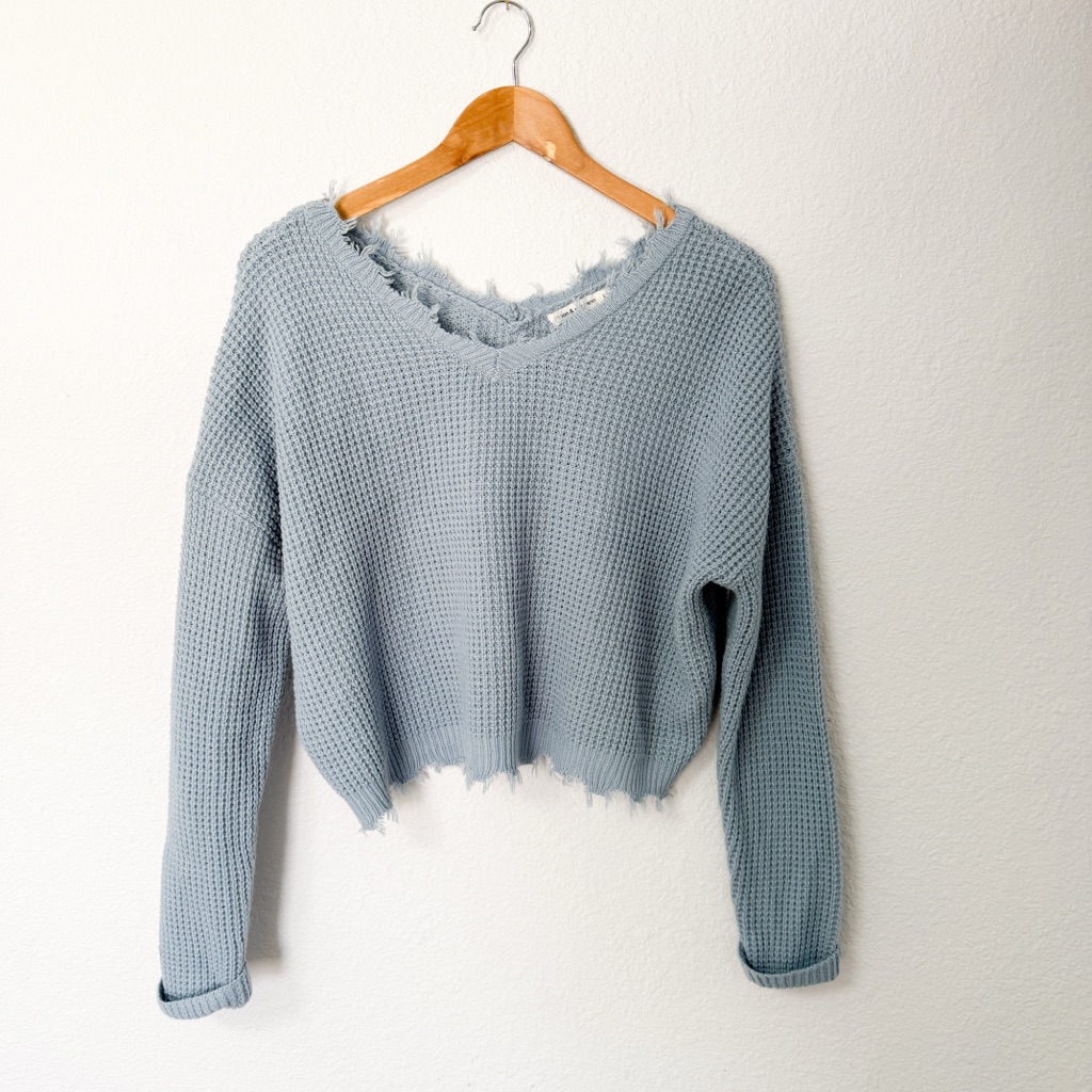 Moon & Madison Light Blue Textured Sweater